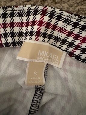 MICHAEL Michael Kors Houndstooth Pants in Black, White & Burgundy